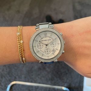 Michael Kors Parker Stainless Steel Watch With Glitz Accents
